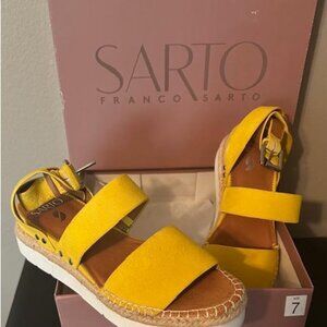 New Sarto by Franco Sarto Women's Calvin Platform Wedge Sandals, Yellow, Size 7